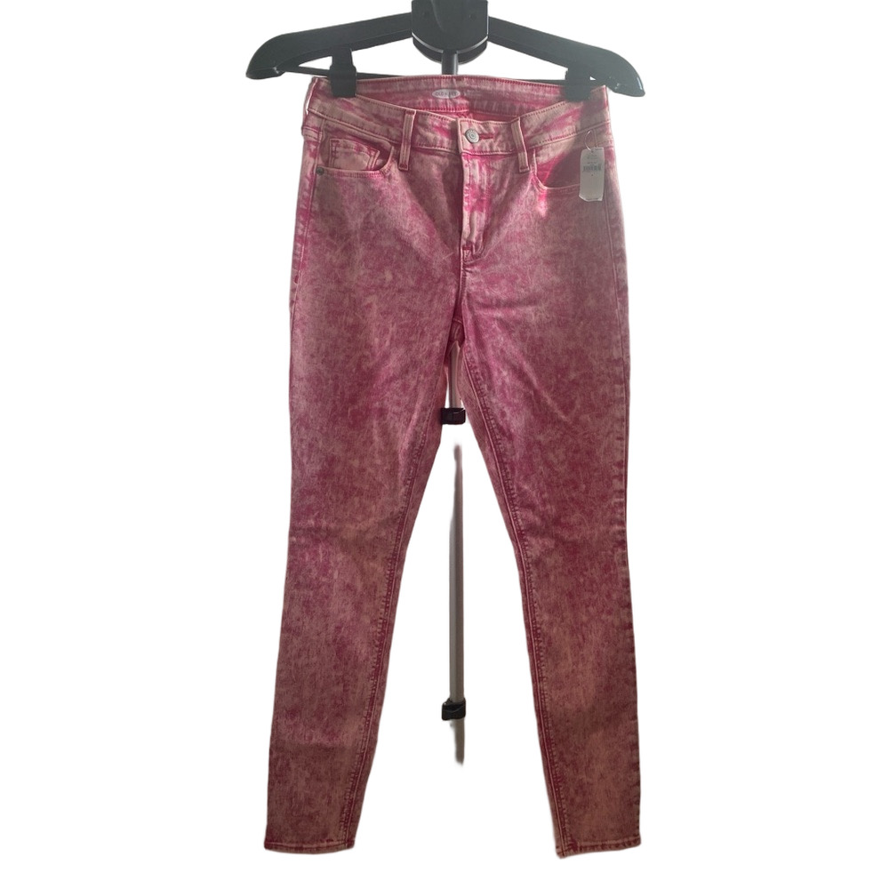 NWT Old Navy Pink Acid Wash Rockstar Super Skinny Jeans, Size 4